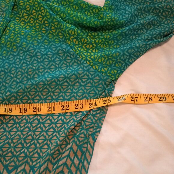 Catherine's Sheer S/S Open Front Kimono Blouse  3X 26-28 WP Geometric Print - Picture 8 of 11